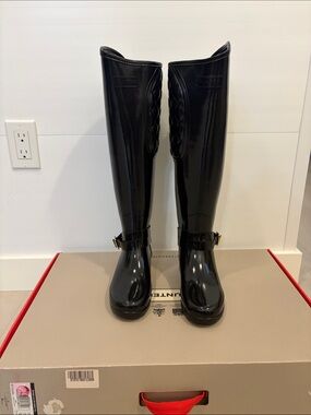 Hunter Black Gloss Tall Women's Rain Boots